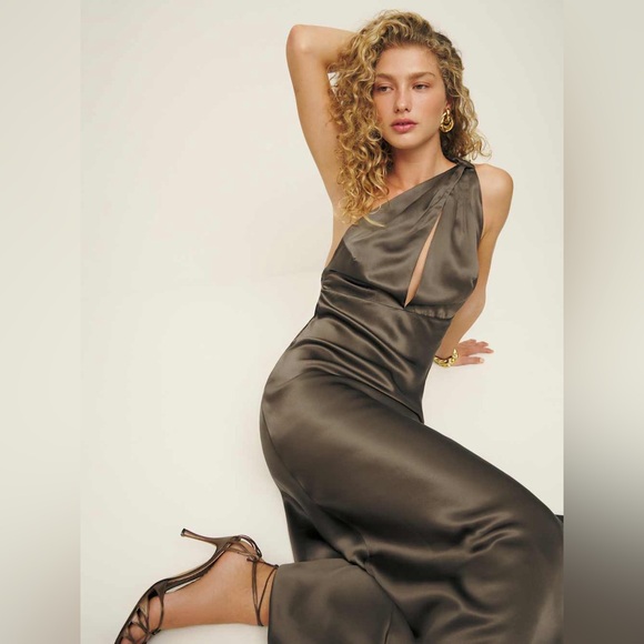 NWT Reformation Dasha Silk Dress Brown - Size 4 - Picture 3 of 6